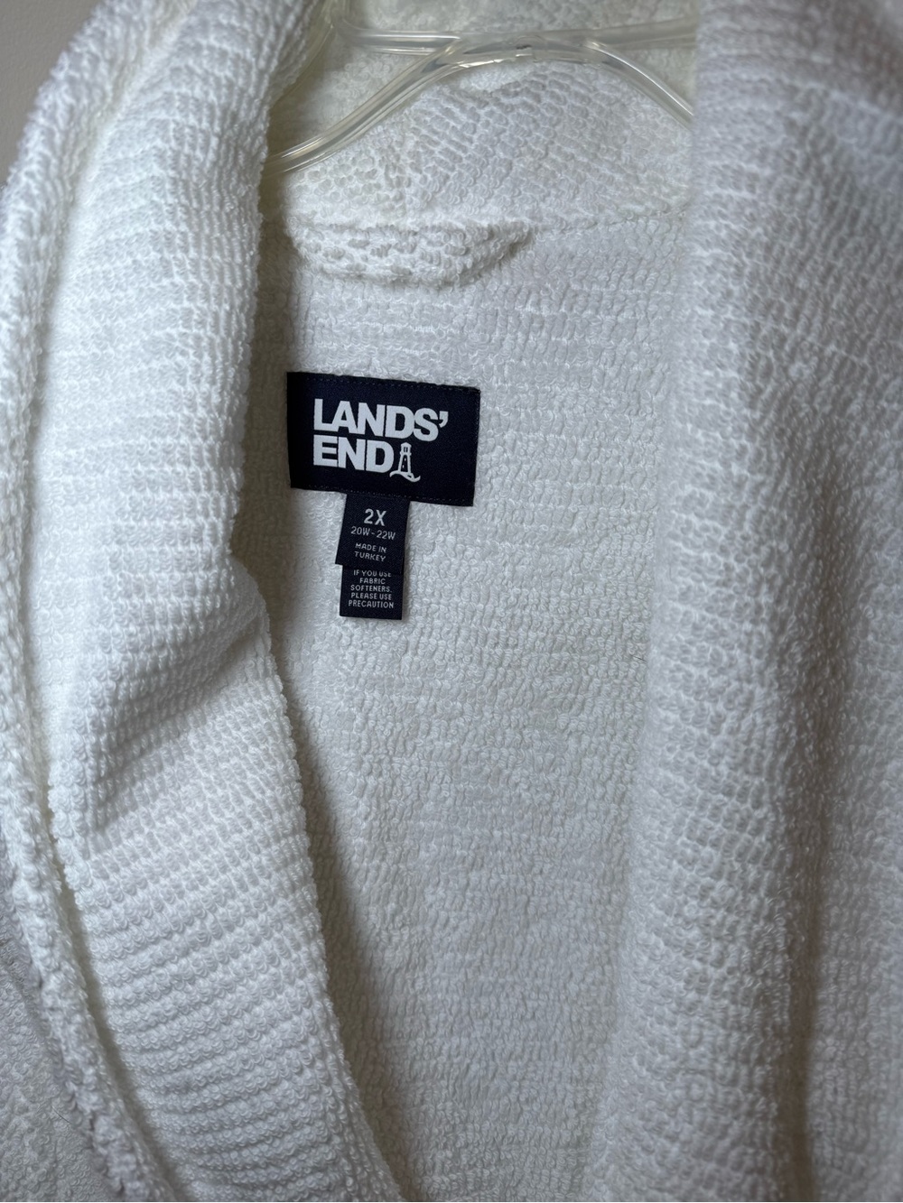 Lands End White Terry cloth Belted Robe NWOT 2X Plus Shawl Collar Classic - Picture 3 of 6